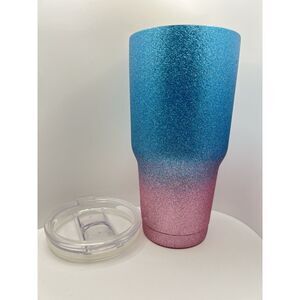Yeti Rambler 30 oz Tumbler Blue Pink Ombre Fade Glitter Drink Cup W Lid